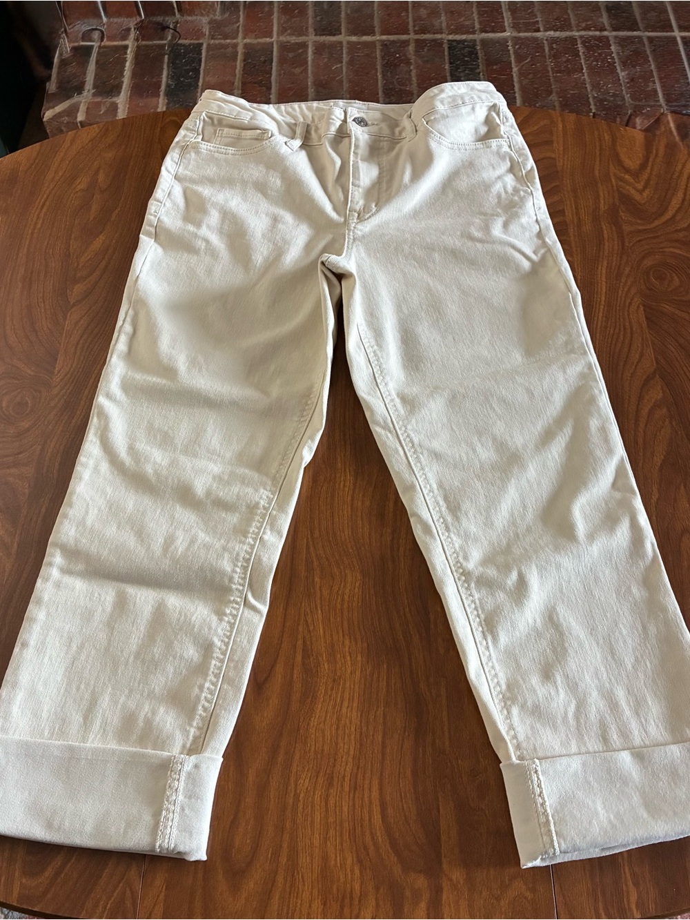 M Jeans by Maurices Light Cream Cuffed Jeans - Classic Straight Fit